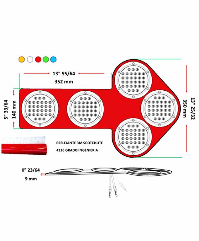 FLECHA PREVENTIVA 12V 150 LED AMBAR + REFLEJANTE CON CONEXIONES