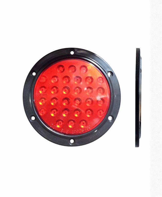 LUZ PLANA 4 30 LED ROJOS REDONDO 12V == 46+=46WP"