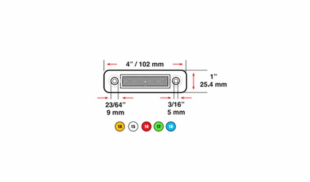 LUZ PLANA 1X4" 12V 500mW 3 LED AMBAR RECTANGULAR"