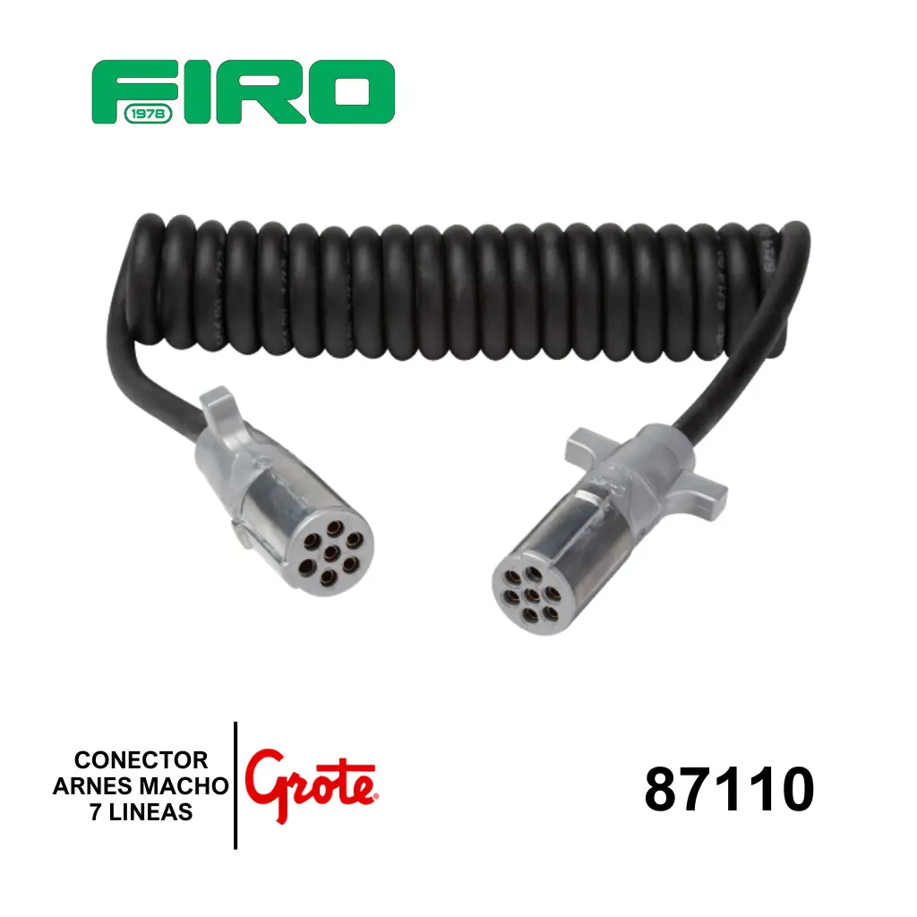 CONECTOR ARNES MACHO 7 LINEAS 12 PIES NEGRO GROTE  =6250251-1