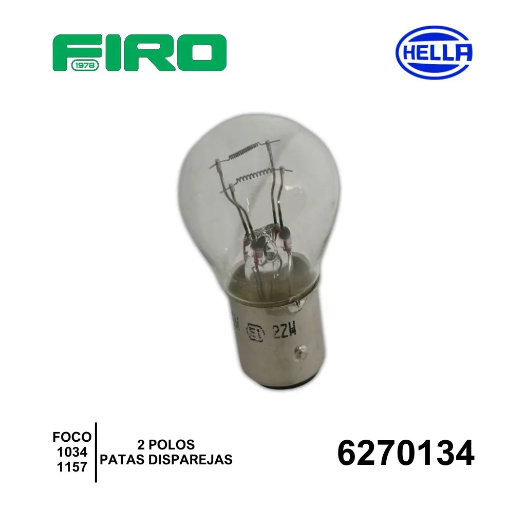 FOCO 1034/1157 2 POLOS P/DISPAREJAS HELLA=6270134ARE=62