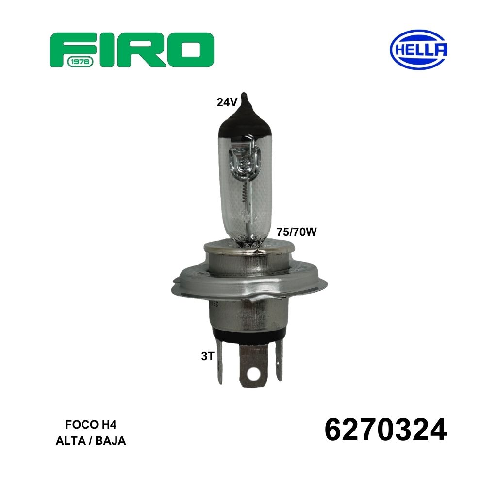 FOCO HELLA  H4 24V 75/70W 3 TERMINALES (LUZ ALTA/BAJA)