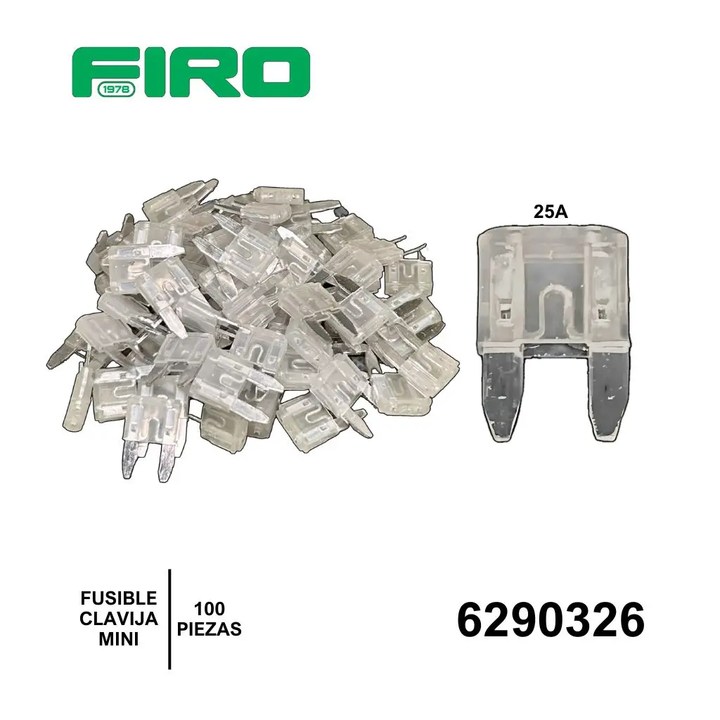 FUSIBLE CLAVIJA MINIATURA 25A CAJA CON 100PZ