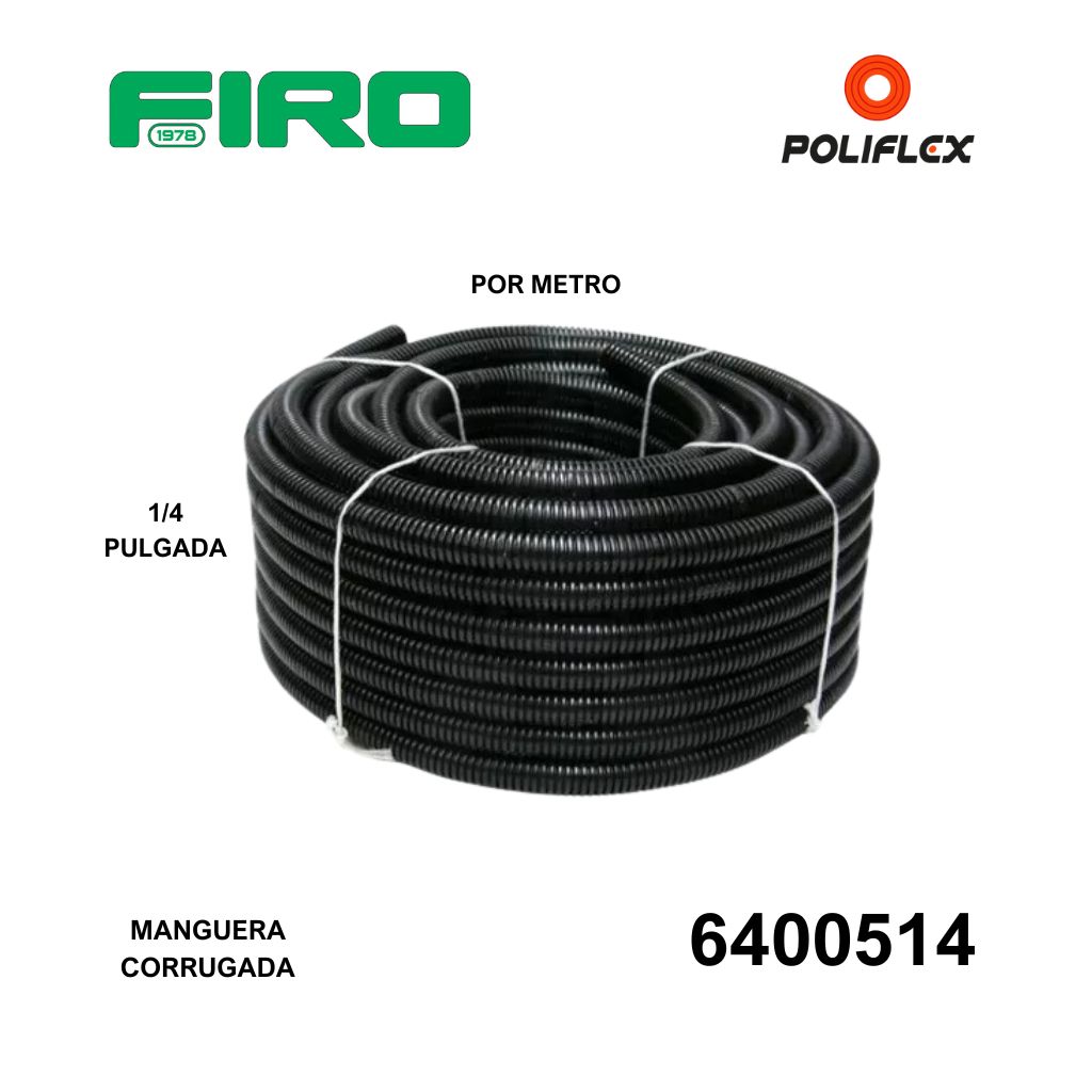 MANGUERA CORRUGADA 1/4 POR METROS NEGRA (1 MTO)