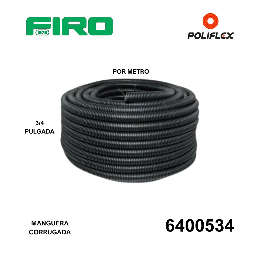 MANGUERA CORRUGADA 3/4 POR 1 METRO NEGRA