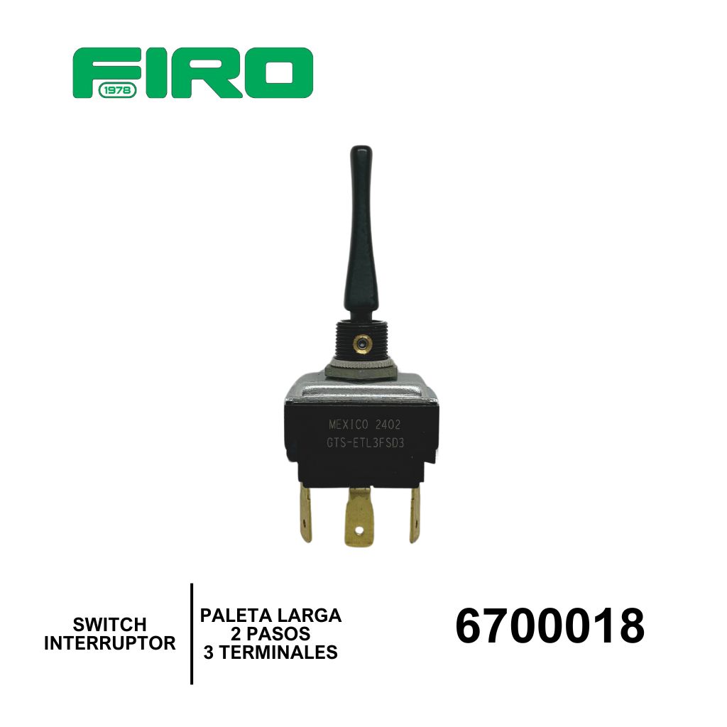 SWITCH INTERRUPTOR 2 PASOS 3 TER. DEVOLUCION  PALETA LARGA=018CA