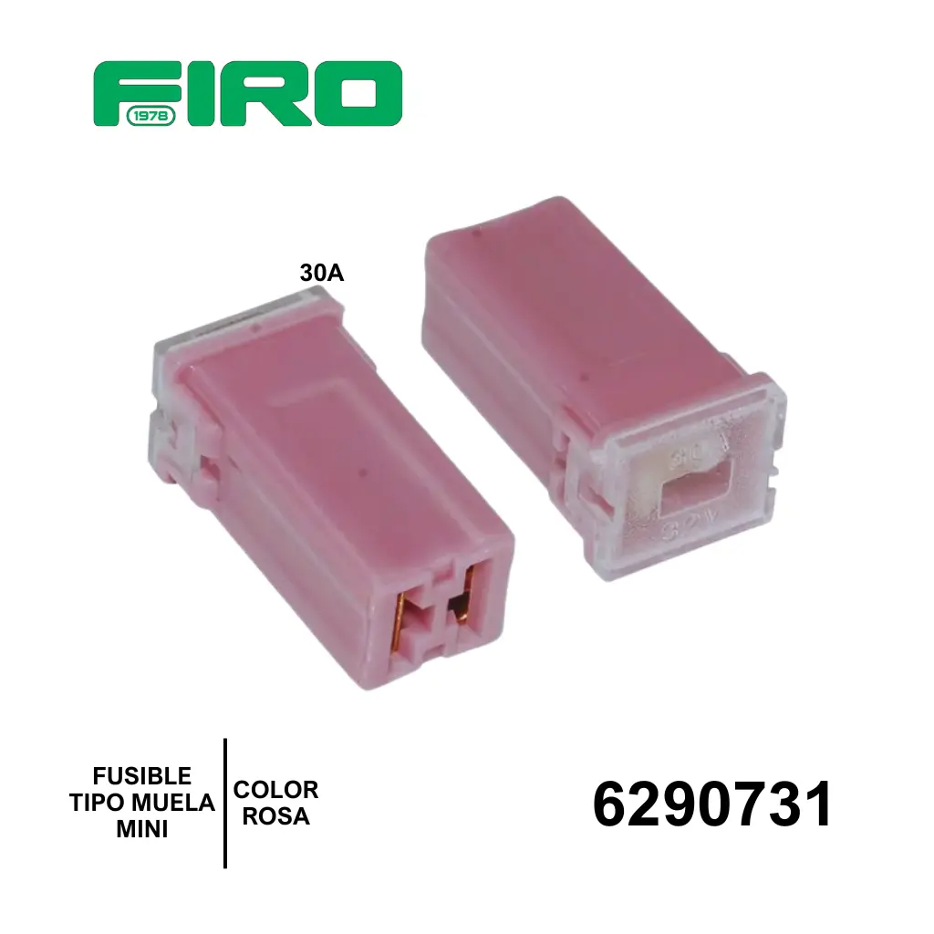 FUSIBLE TIPO MUELA MINIATURA 30A. ROSA