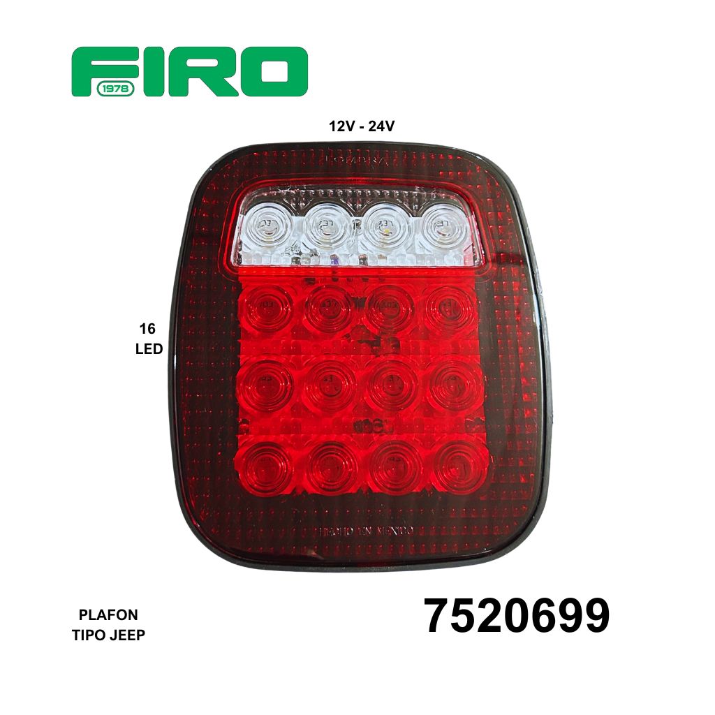 PLAFON TIPO JEEP 16 LED CUAD. UNIV. 12-24V SENCILLO=404