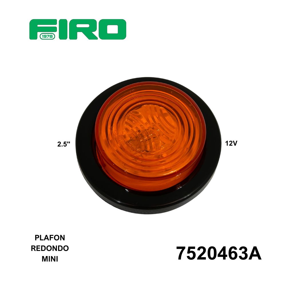 PLAFON REDONDO 2.5" AMBAR 12V. GROMMET/HULE INCANDECENTE CONECTOR