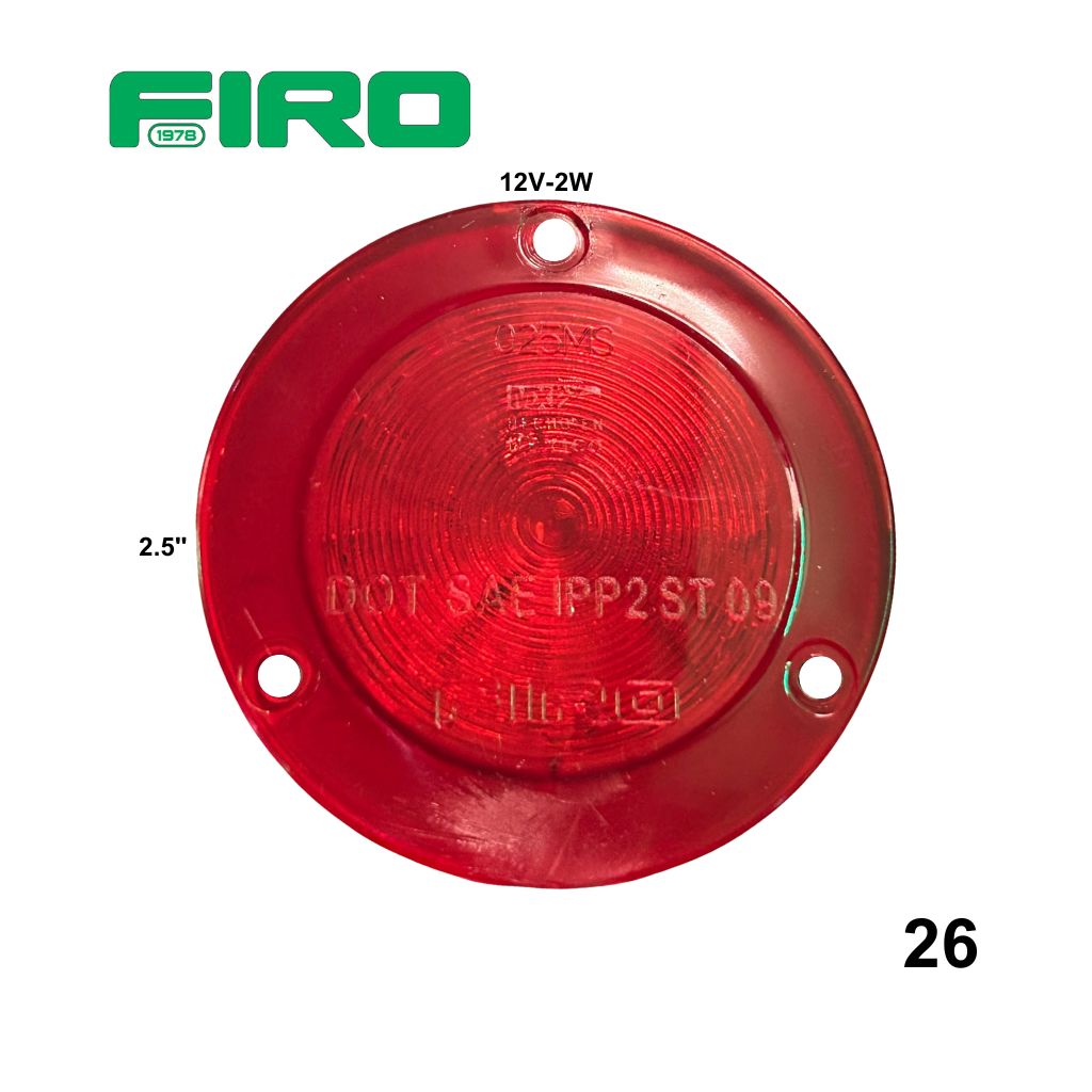 #26 LUZ PLANA 2.5" 12V 0.6W 12 LED ROJO REDONDO 26M/26MST