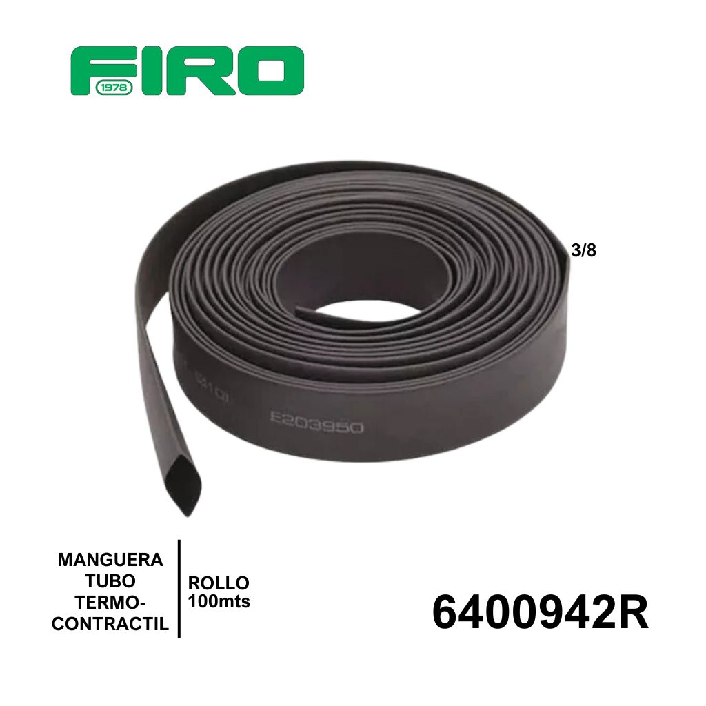 MANGUERA TUBO TERMOCONTRACTIL 09MM=3/8 NEGRO ROLLO 100MTS