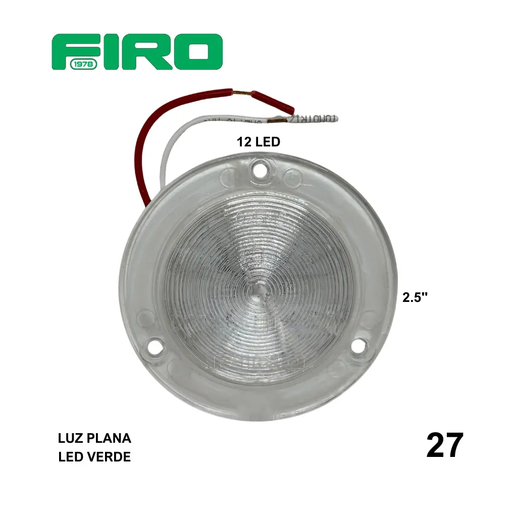 #27 LUZ PLANA 2.5" 12 LED VERDES REDONDO