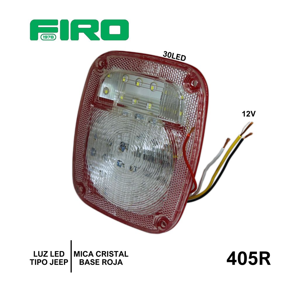 LUZ PLANA TIPO JEEP 12V 30 LED MICA T/CRISTAL LED ROJO