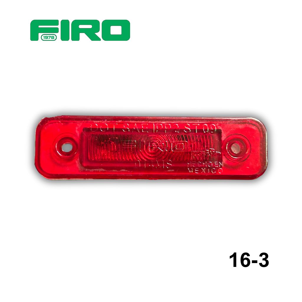 #16-3 LUZ PLANA 1X4" 12V 0.5W 6 LED ROJO RECTANGULAR 3 CABLES ALTA/BAJA