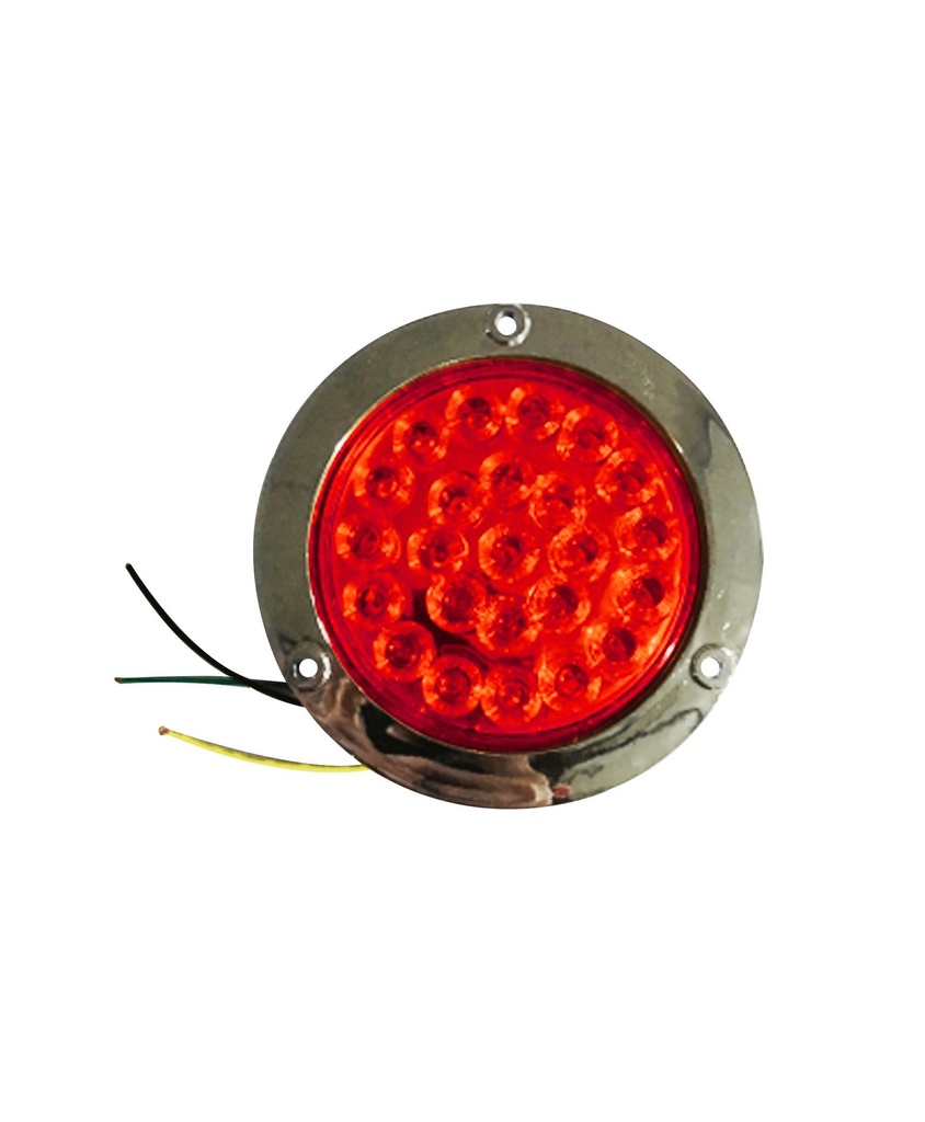 PLAFON EMBUTIDO 4" ROJO 12-24V 24 LED C/BISEL CROMADO