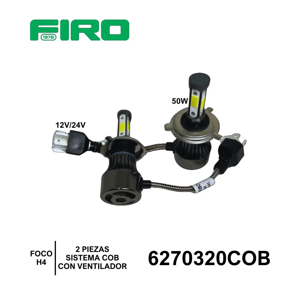 FOCO H4 LED 12V/24V 50W COB CON VENTILADOR KIT (2 PZA)