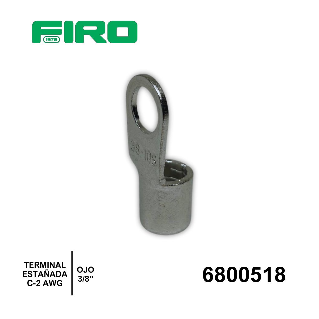 TERMINAL ESTAÐADA C-2 AWG DE OJO 3/8"