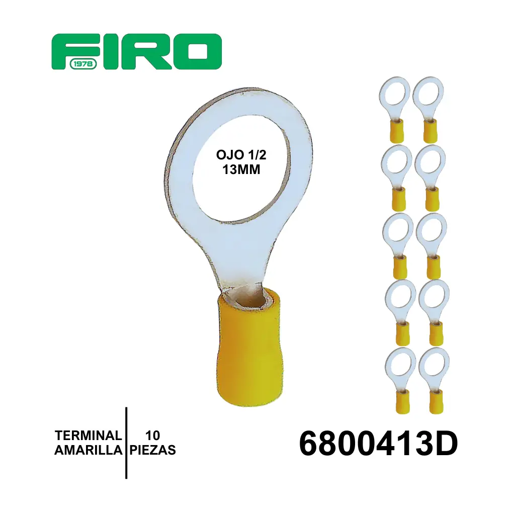 TERMINAL AMARILLA OJO 1/2 13MM (10 PZS)         .