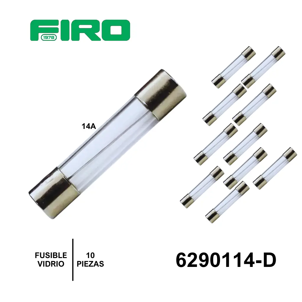 FUSIBLE VIDRIO 14A. 10 PIEZAS