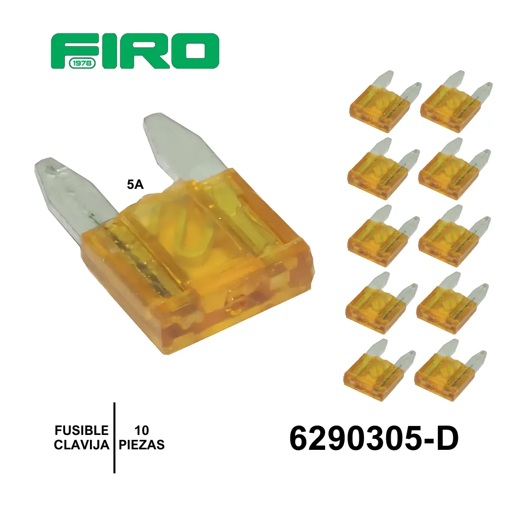 FUSIBLE CLAVIJA MINIATURA  5A. 10 PIEZAS