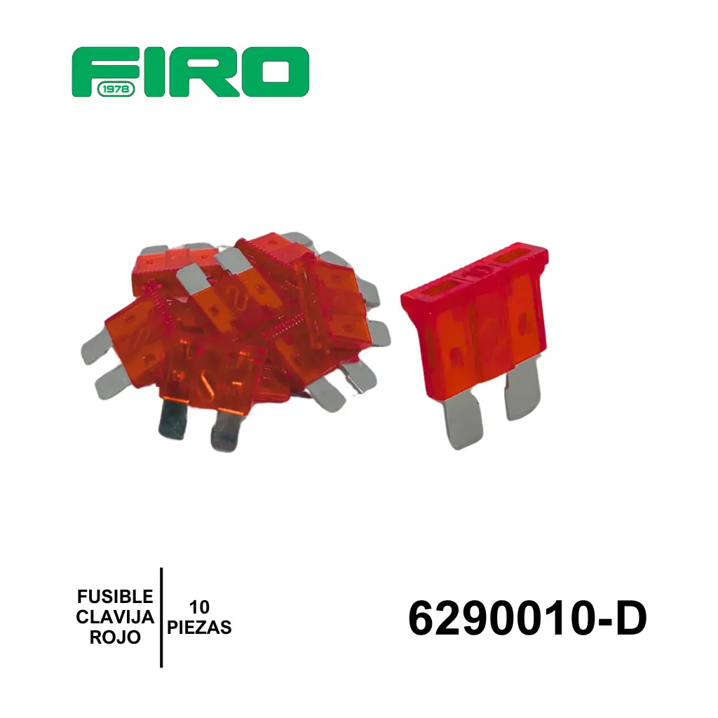 FUSIBLE CLAVIJA 10A ROJO 10 PIEZAS
