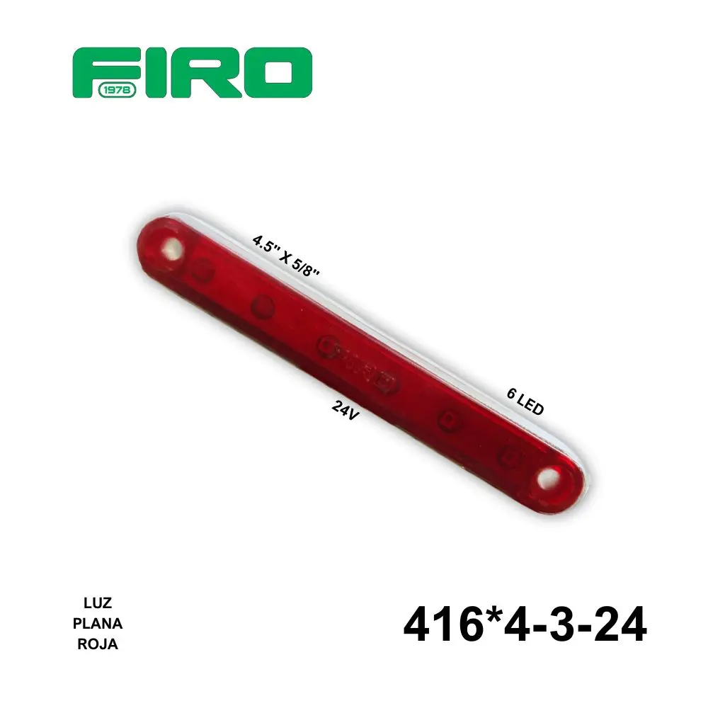 LUZ PLANA 24V 4.5" X 5/8" 6 LED ROJOS 1 SMD Y 3 CABLES