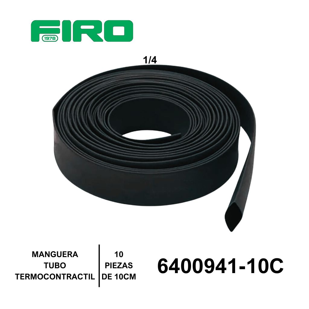 MANGUERA TUBO TERMOCONTRACTIL 06.35MM=1/4  X 10 PZ DE 10 CM=941-10