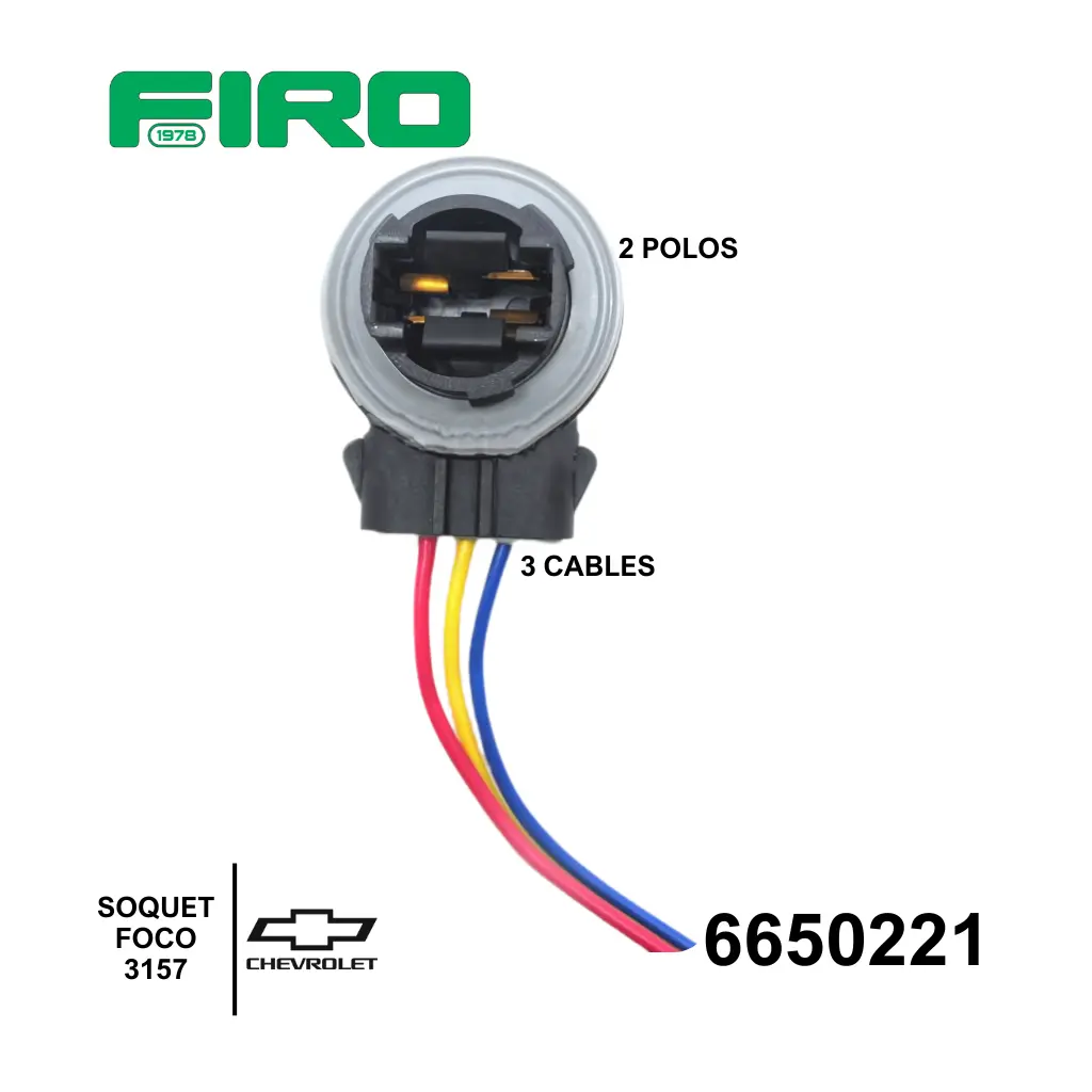 SOQUET CALAVERA FOCO 3157 2 POLOS CHEVROLET 3 CABLES GM27