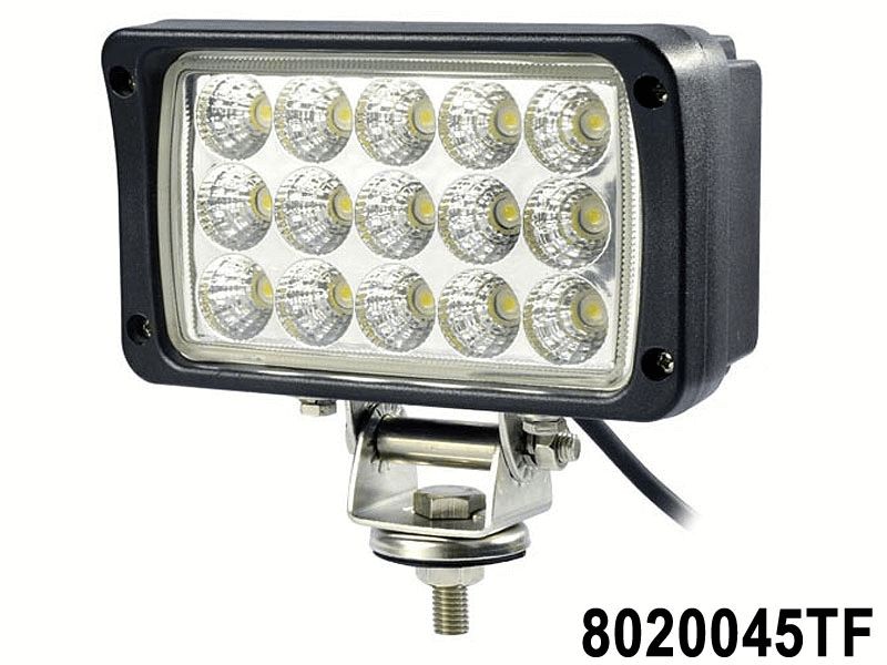 FARO RECTANGULAR 5"X3" 10V-30V 15 LED 45W BLANCO IP67 C/HERR