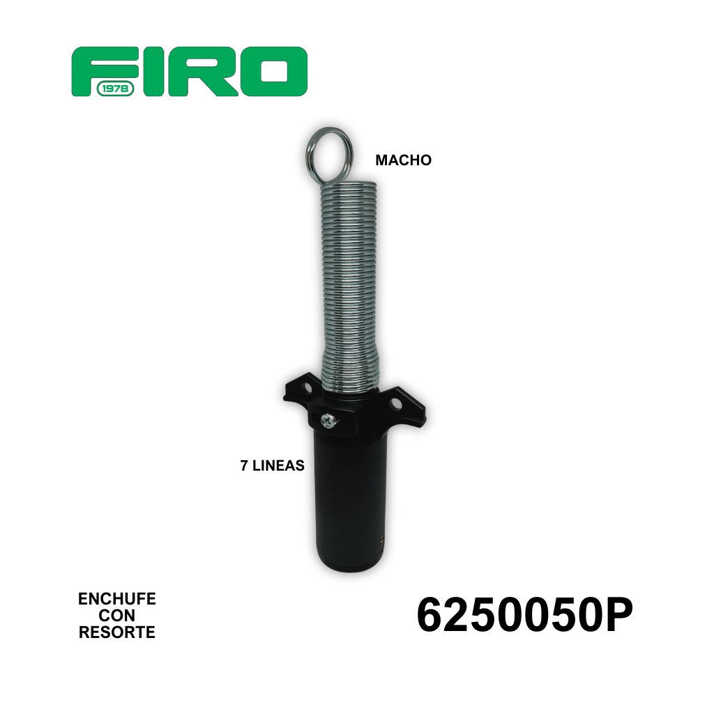 ENCHUFE O CONECTOR 7 LINEAS MACHO CON RESORTE POLLAK NEGRO