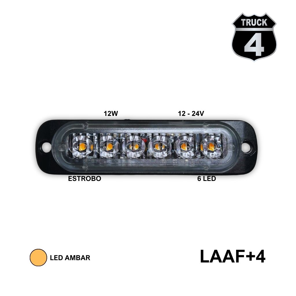 FARO LATERAL 12V-24V 12W ALARGADO 6 LED AMBAR-AMBAR ESTROBO
