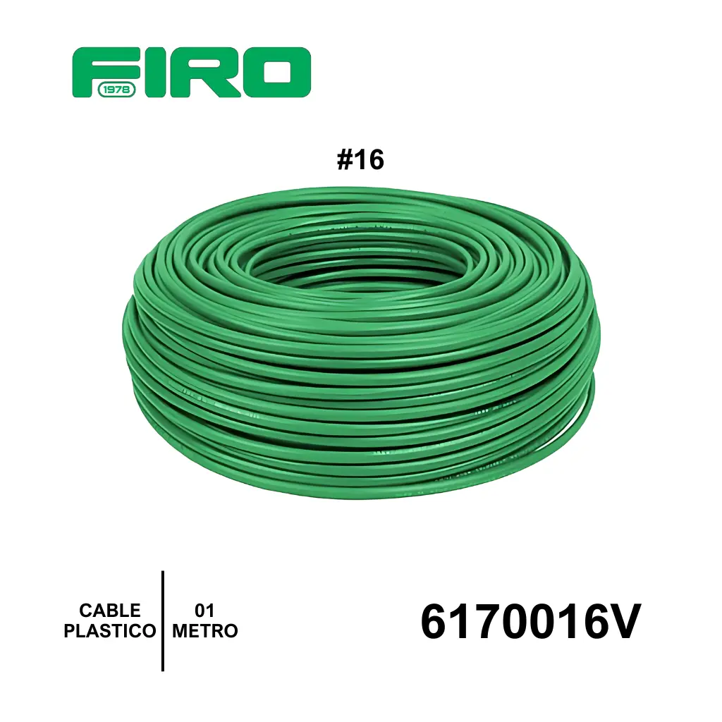CABLE PLASTICO # 16 POR  (1) MTO. VERDE AWG