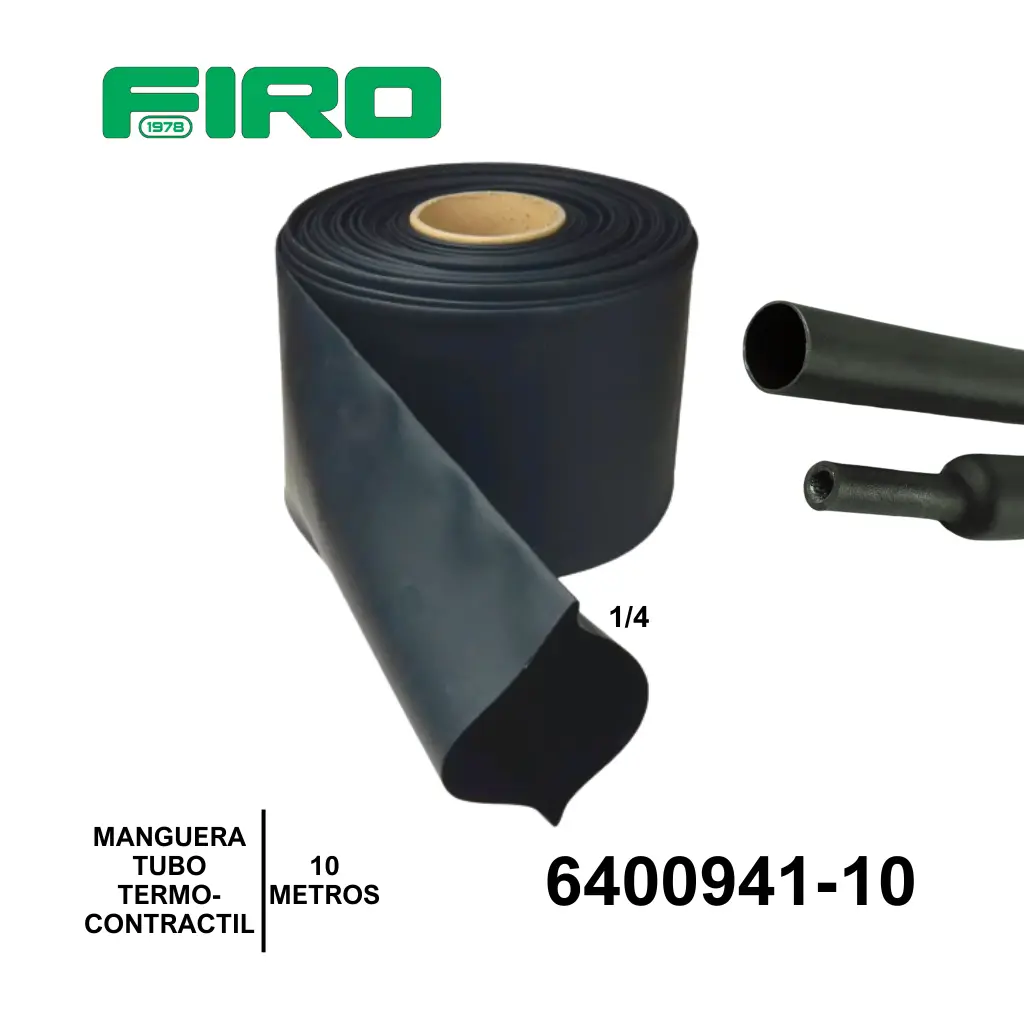 MANGUERA TUBO TERMOCONTRACTIL 06.35MM=1/4 NEGRO 10 METRO=941-10C=9