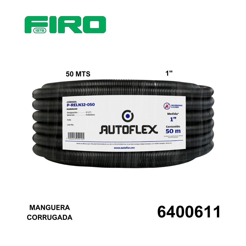 MANGUERA CORRUGADA 1"  50 MTS NEGRA AUTOFLEX