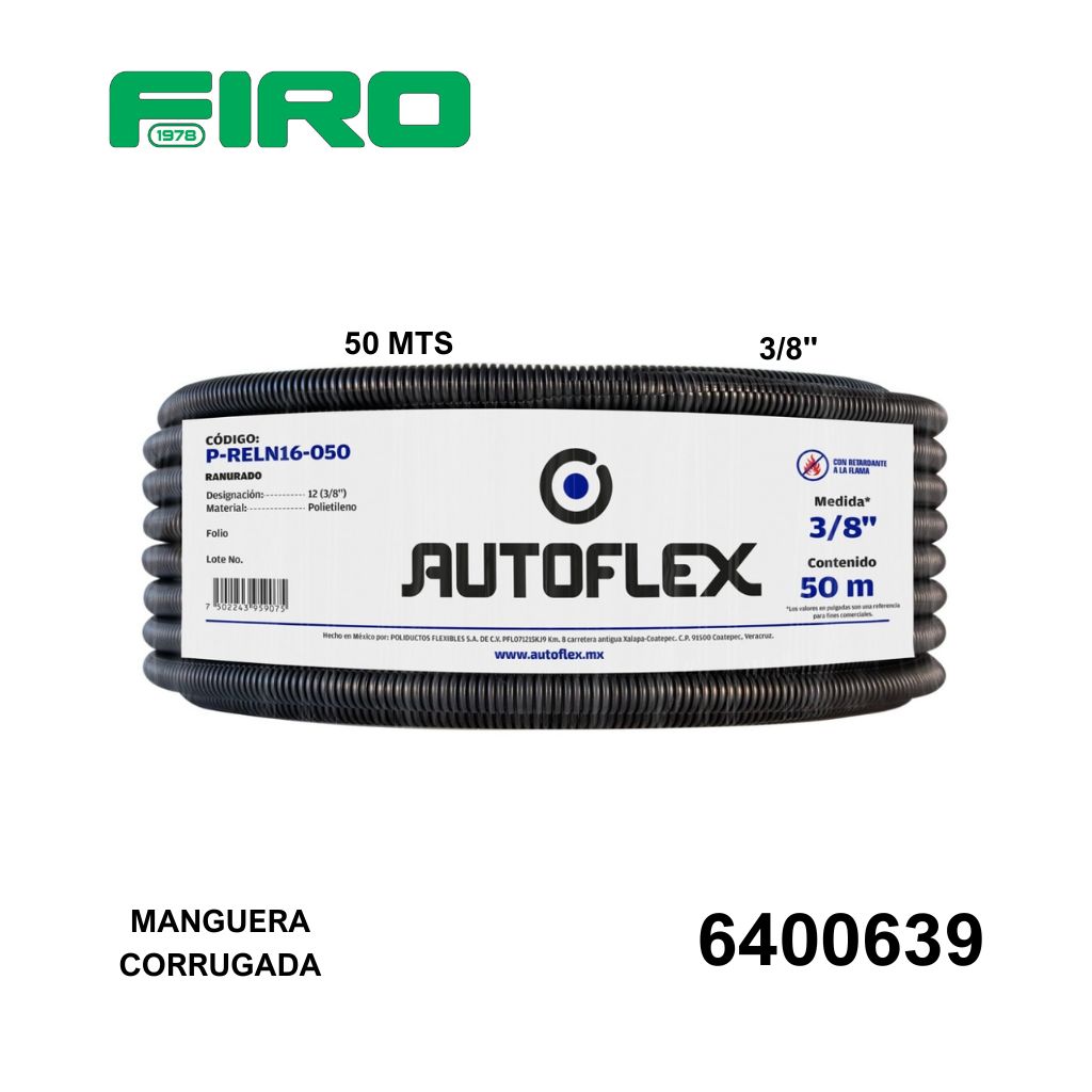 MANGUERA CORRUGADA 3/8  50 MTS NEGRA AUTOFLEX=6400538