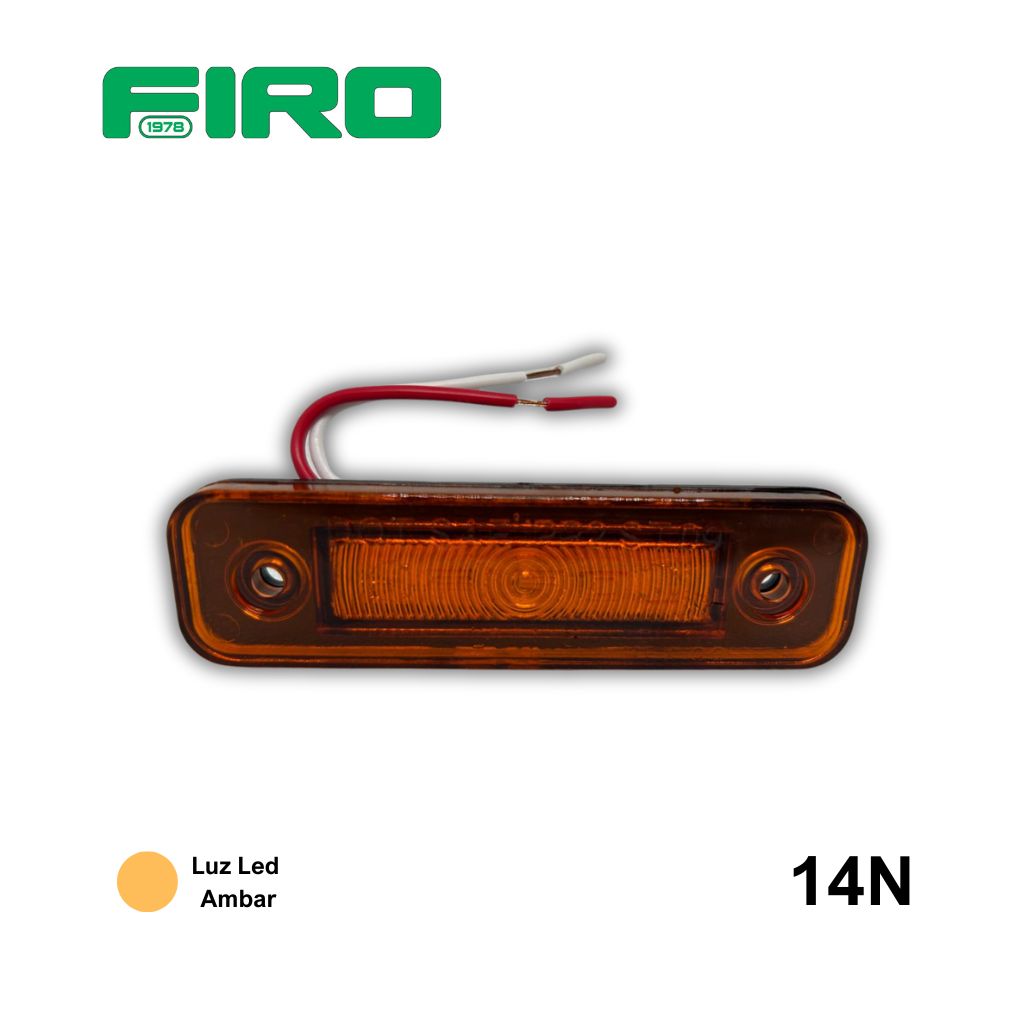 #14N LUZ PLANA 1"X4" 6 LED AMBAR 12V BASE NEGRA= 414 Y 414X