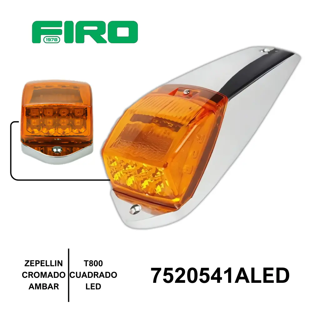 ZEPELLIN AMBAR CROMADO KW T800 CUADRADO LED