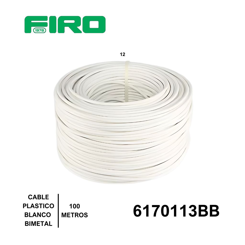 CABLE PLASTICO # 12 POR (100) MTS. ROLLO  BLANCO ((BIMETAL CCA))