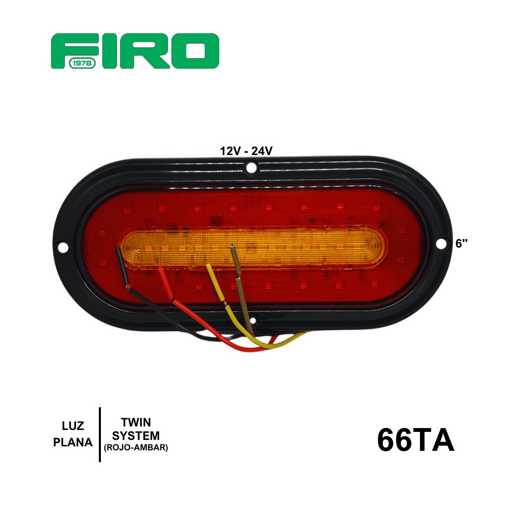 LUZ PLANA 6" 12V-24V TWIN-SYSTEM ROJO/AMBAR