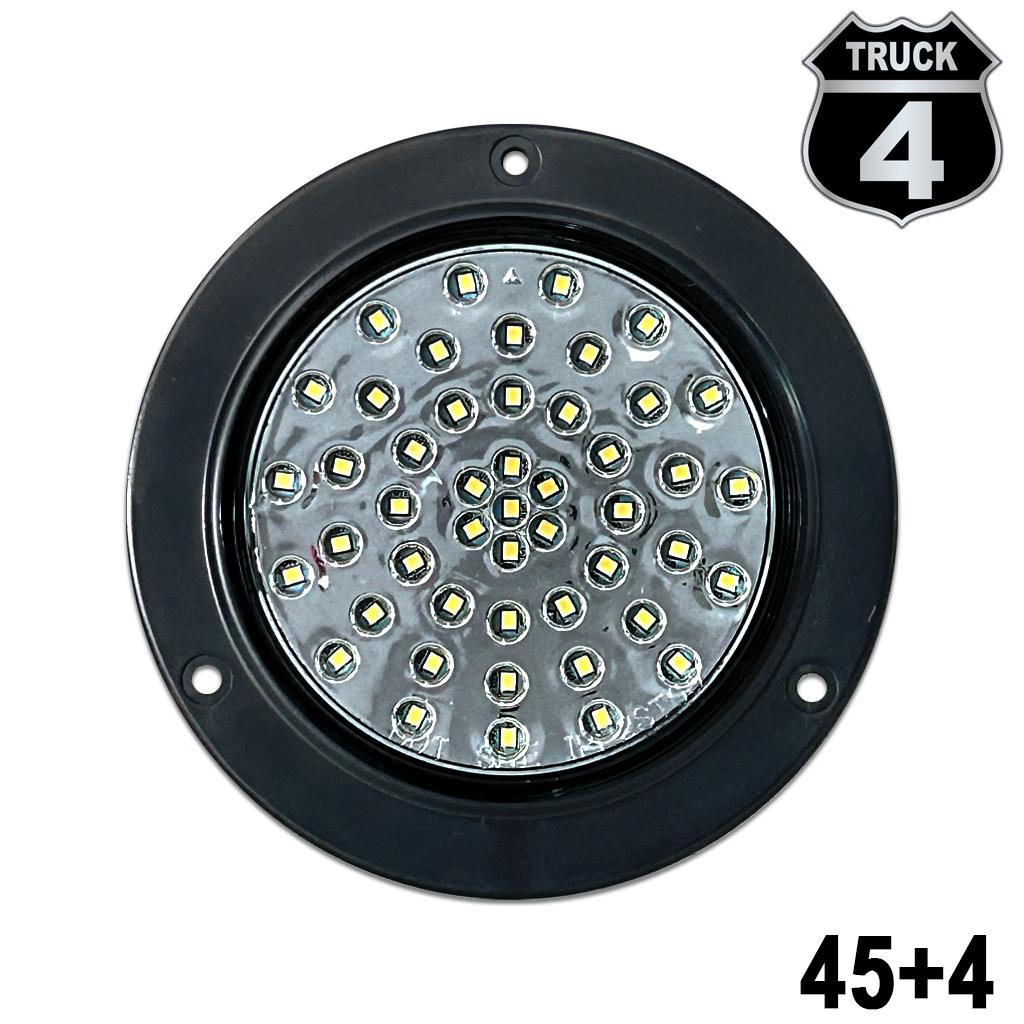 LUZ PLANA 4" 48 LED BLANCOS REDONDO 12V-24V ESTROBO VPCB 4 TRUCK