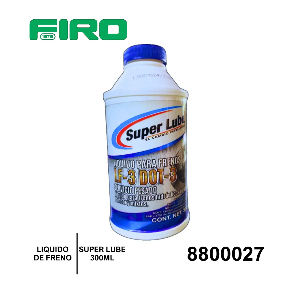 LIQUIDO DE FRENO DE 300 ML. SUPER LUBE.