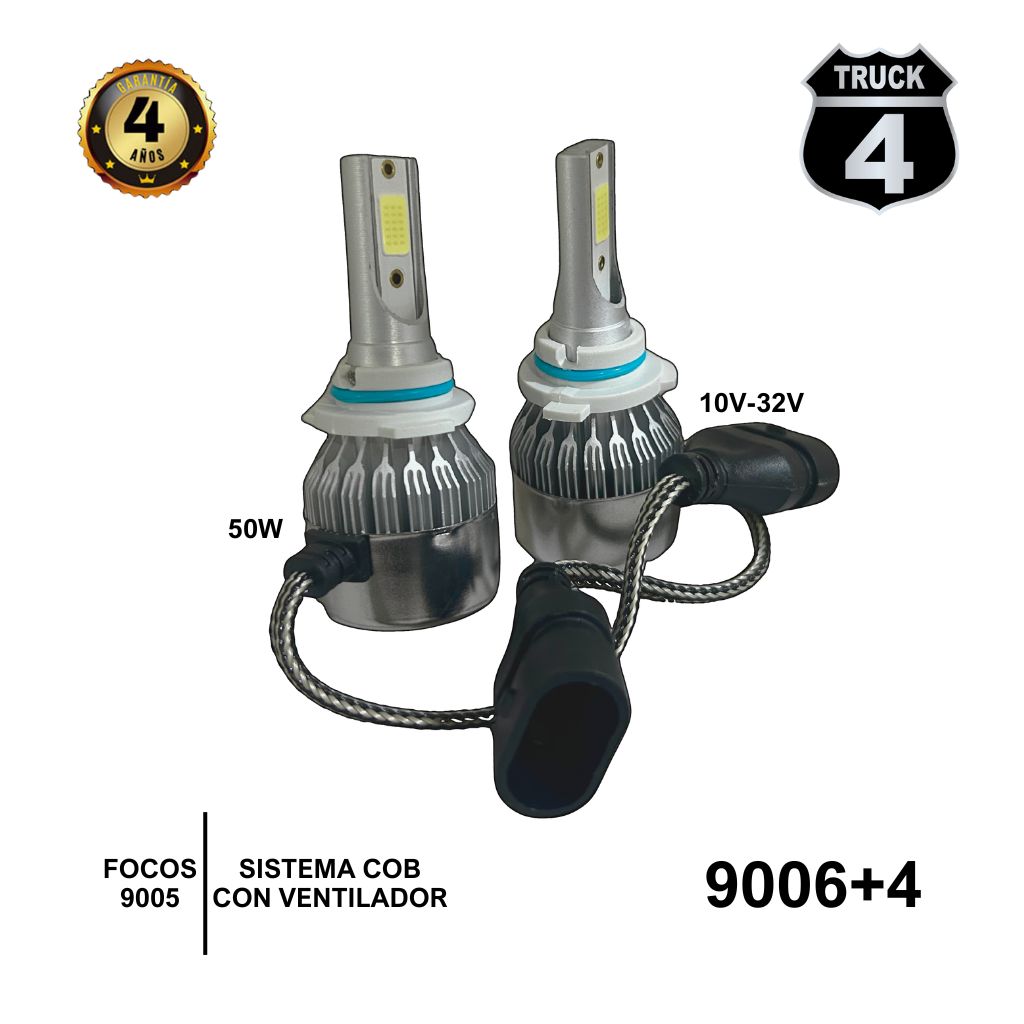 FOCOS 9006 10-32V  50W SISTEMA COB CON VENTILADOR 4TRUCK