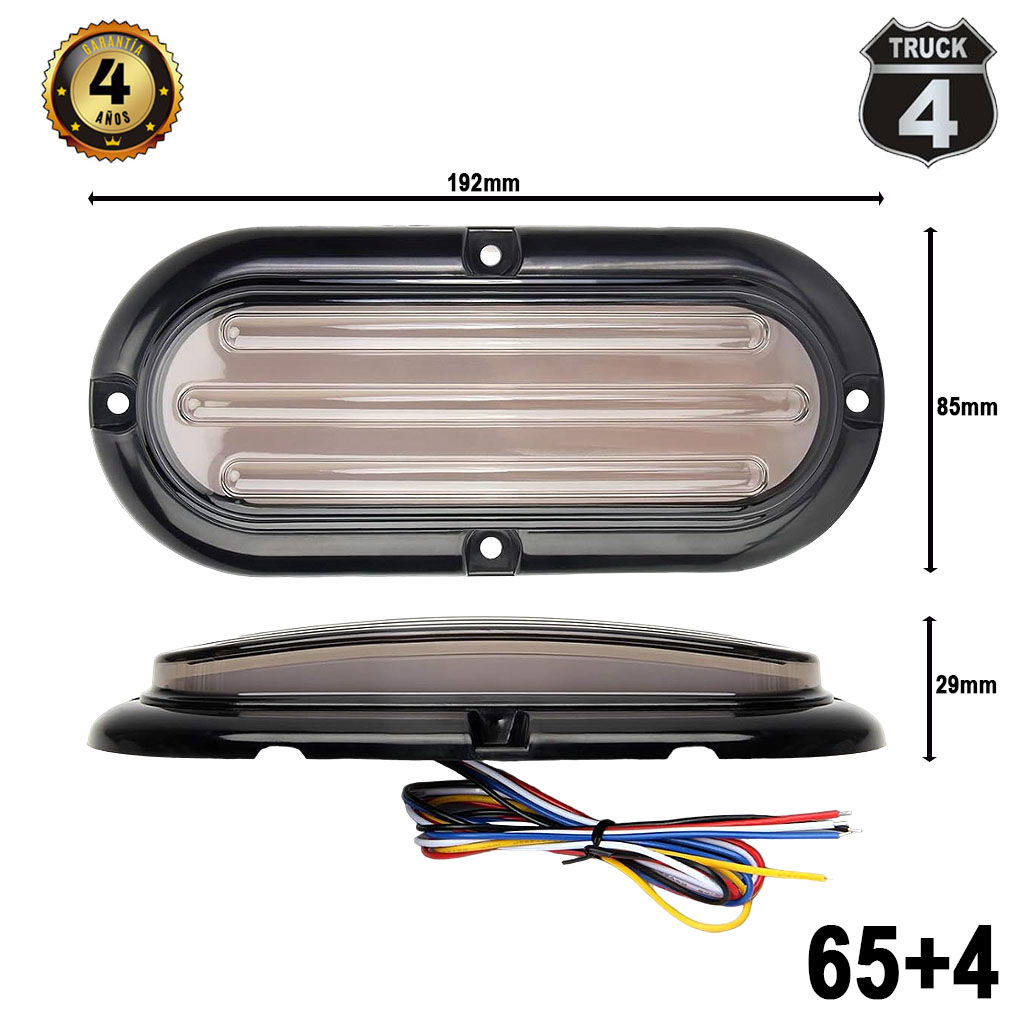 LUZ PLANA 6" 12V-24V 100 LED AMBAR O ROJO ESTROBO DIR. ALT Y BAJA