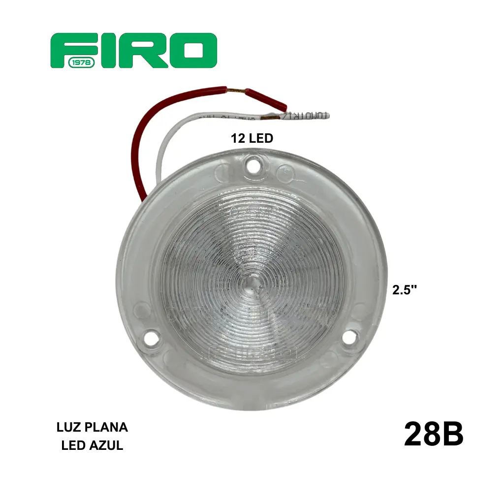 #28B LUZ PLANA 2.5" 12 LED AZULES MICA BLANCA REDONDO