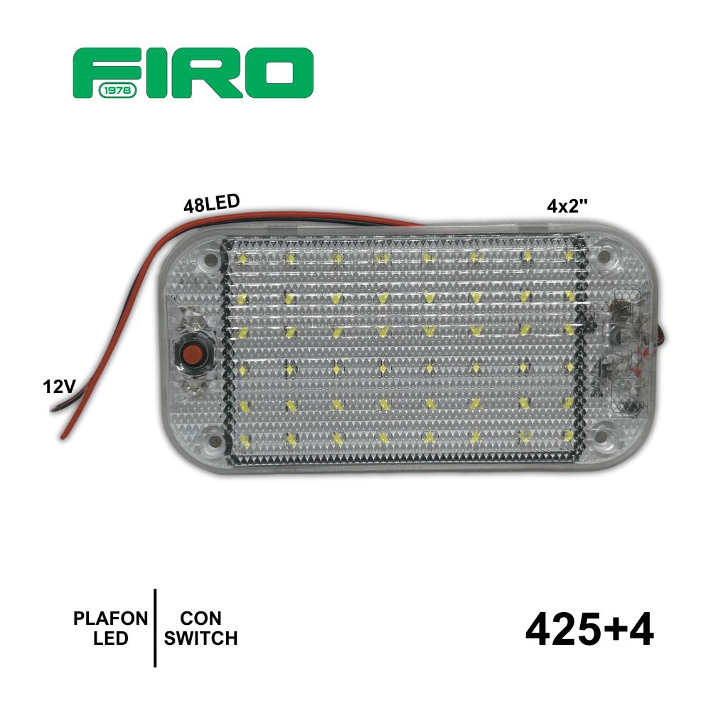 PLAFON 4X2" 12V RECT 48 LED BLANCO C/SWITCH