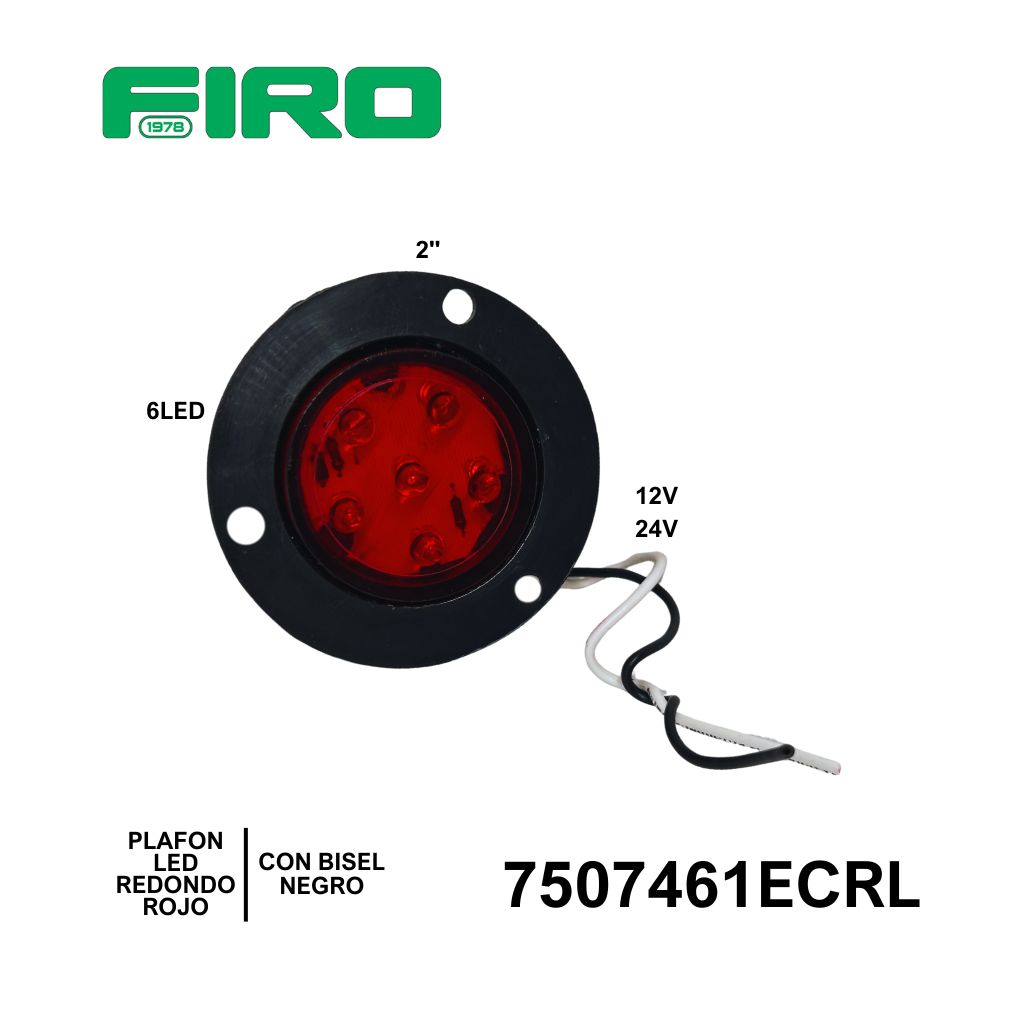PLAFON EMBUTIDO DE 2" ROJO 12/24v 6 LED CANDADO