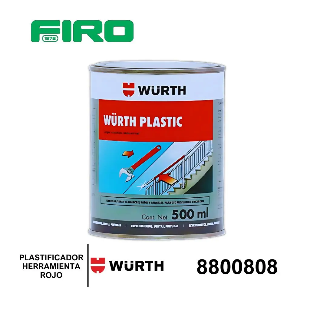 PLASTIFICADOR DE HERRAMIENTA WURTH PLASTIC ROJO 500ML             