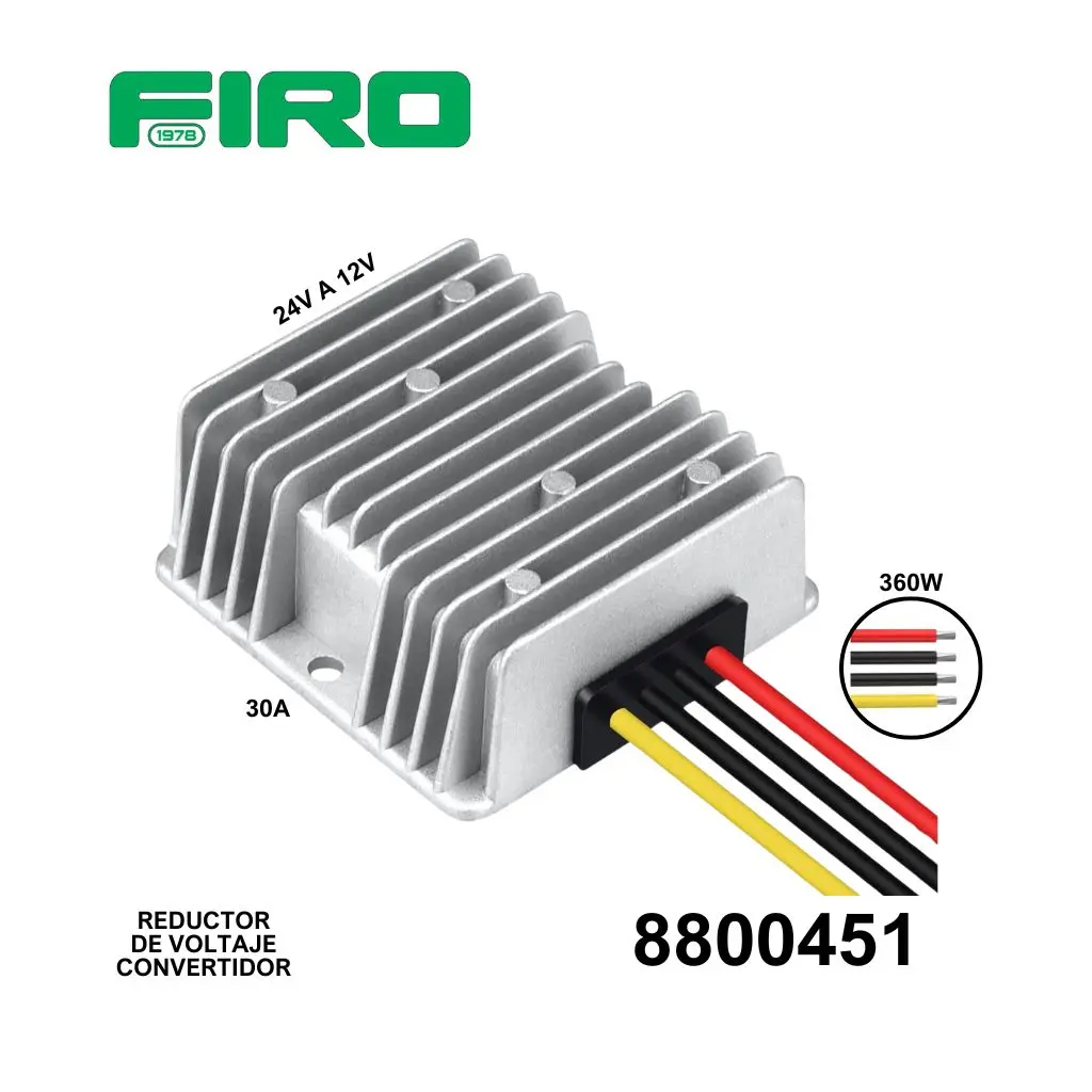 REDUCTOR DE VOLTAJE 24V A 12V 30A  360 W EXTERIOR (CONVERTIDOR)
