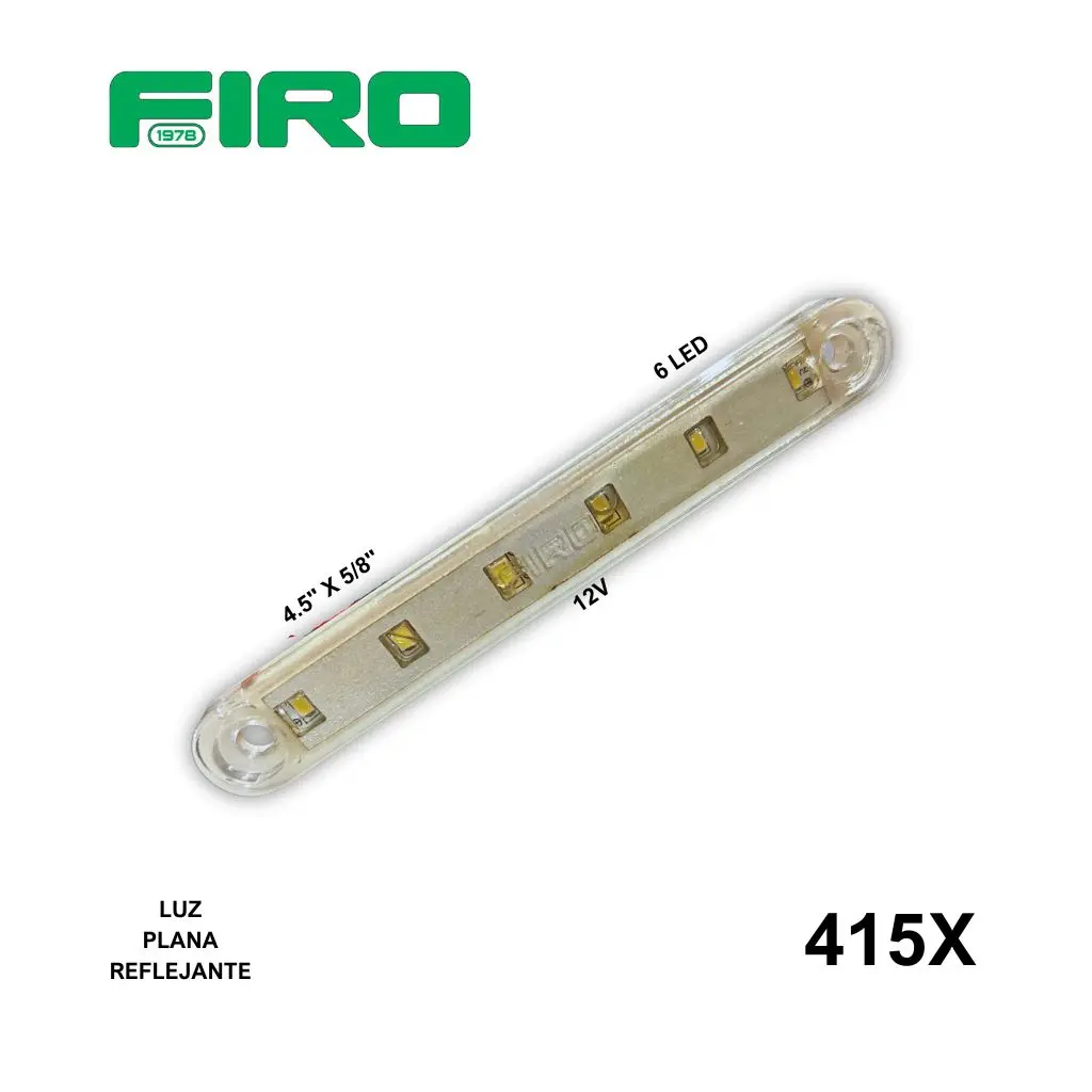 LUZ PLANA 4.5" X 5/8" 6 LED REFLEJANTE  BLANCO 12V