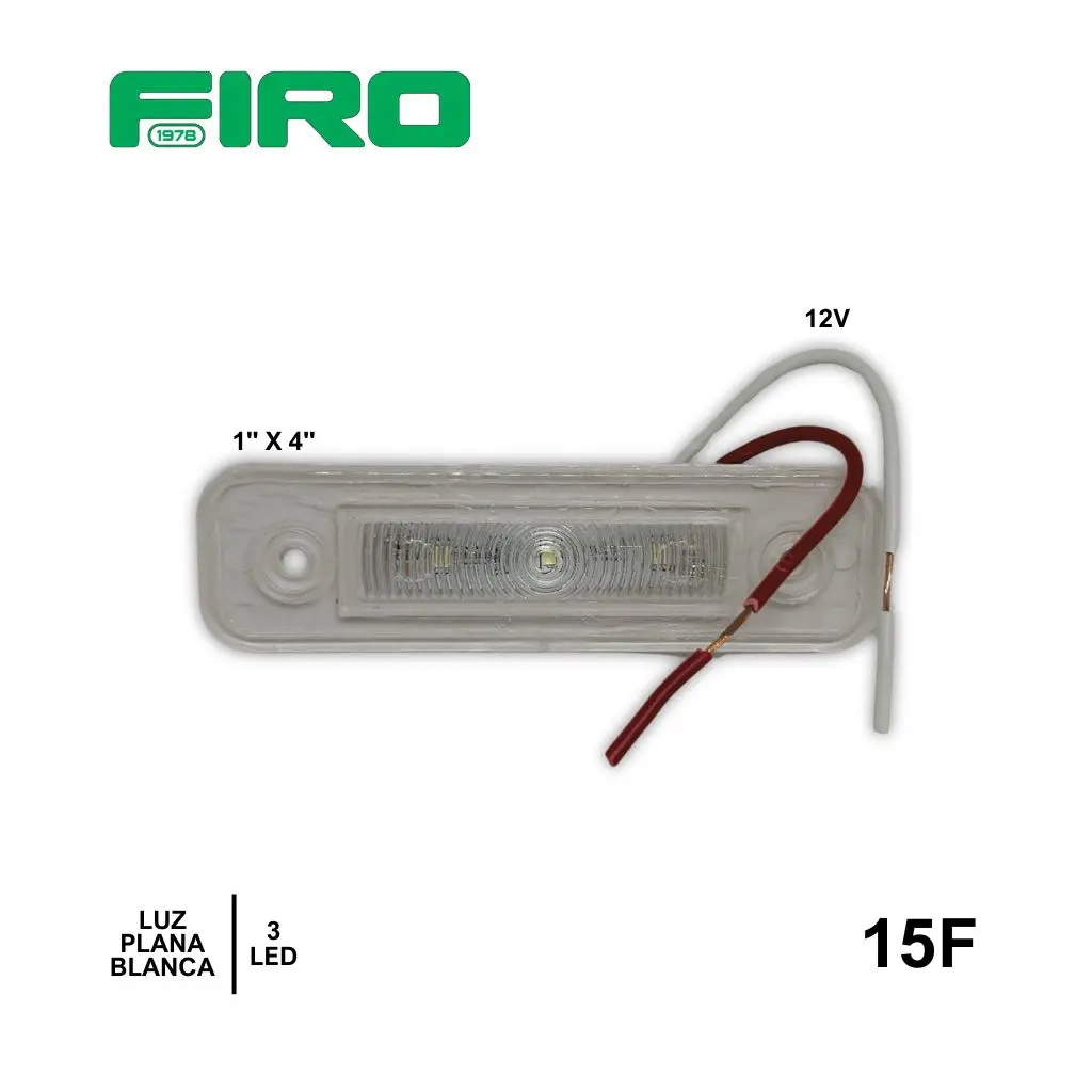 #15F LUZ PLANA 1"X4" 12V 3 LED BLANCO RECTANGULAR                      